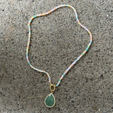 PASTEL CRYSTAL BEADED TEARDROP CHARM necklace