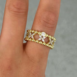 GOLD CRYSTAL FLOWER BEADED ring