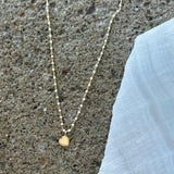 WHITE BEADED HEART SUPER MINI necklace