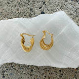 GOLD RIPPLE HOOP earrings