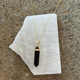 GOLD BLACK ONYX AMULET necklace