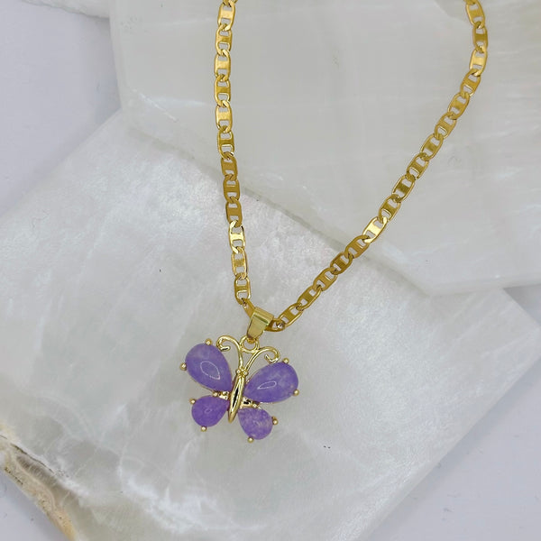 BUTTERFLY PURPLE JADE MINI necklace