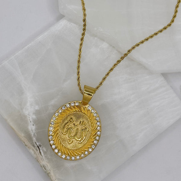 GOLD CRYSTAL ALLAH AL-MALIK necklace