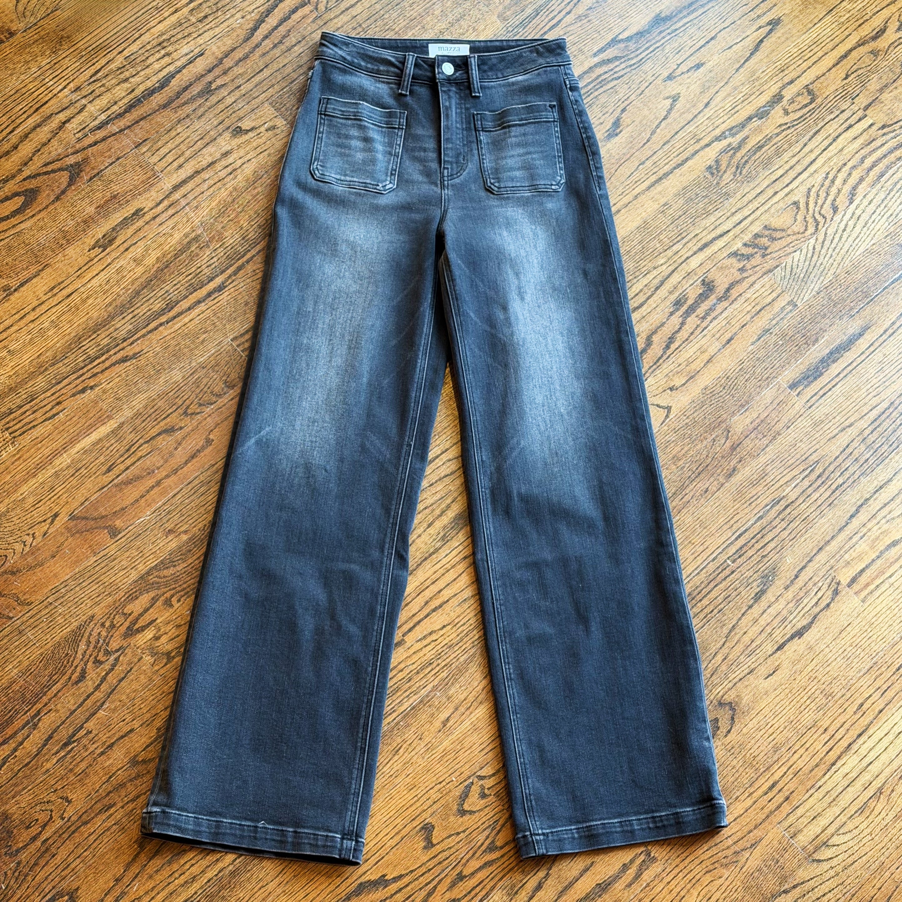 ZARINA HIGH RISE BLACK WIDE TROUSER jeans