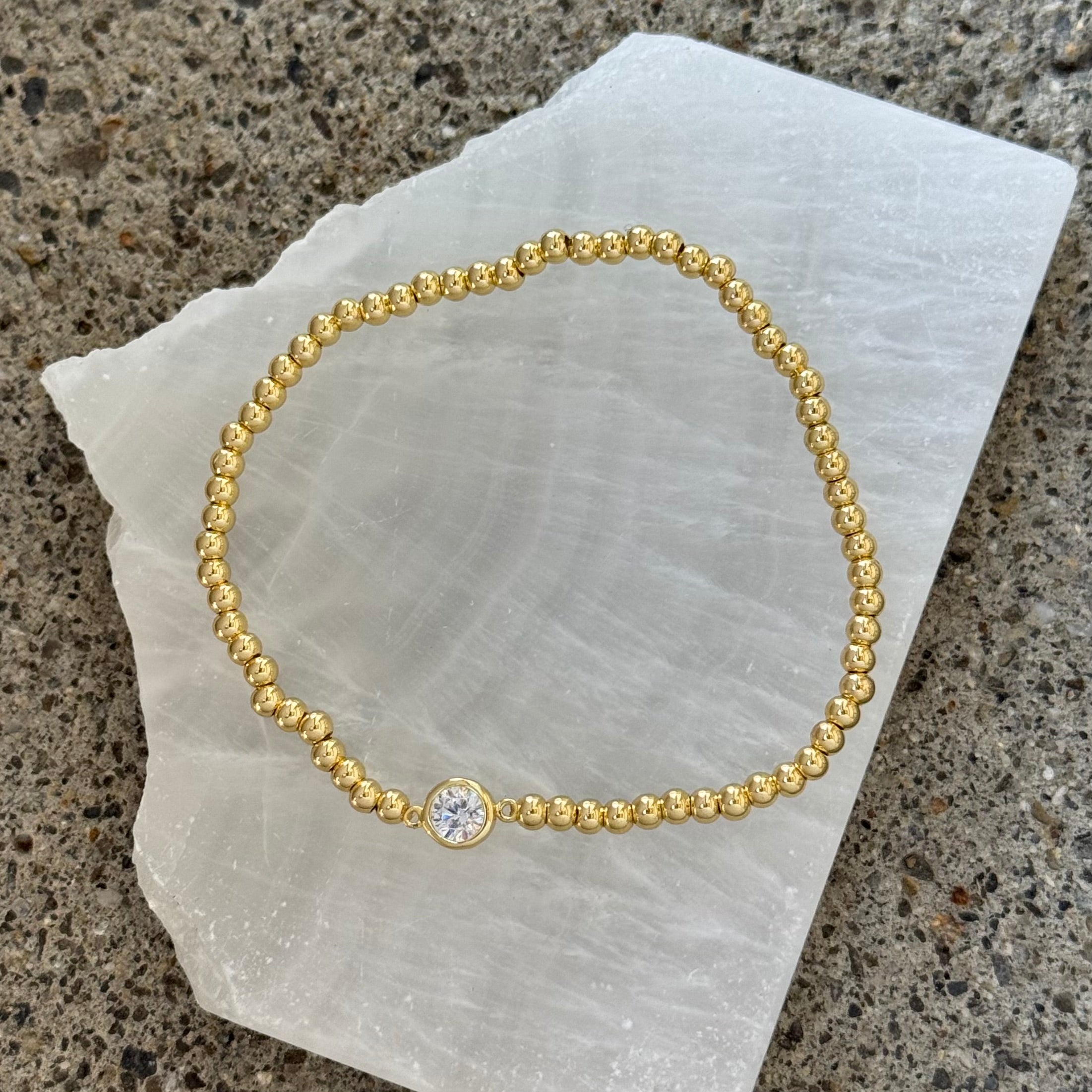 CLEAR BEZEL CRYSTAL STUD BEADED bracelet