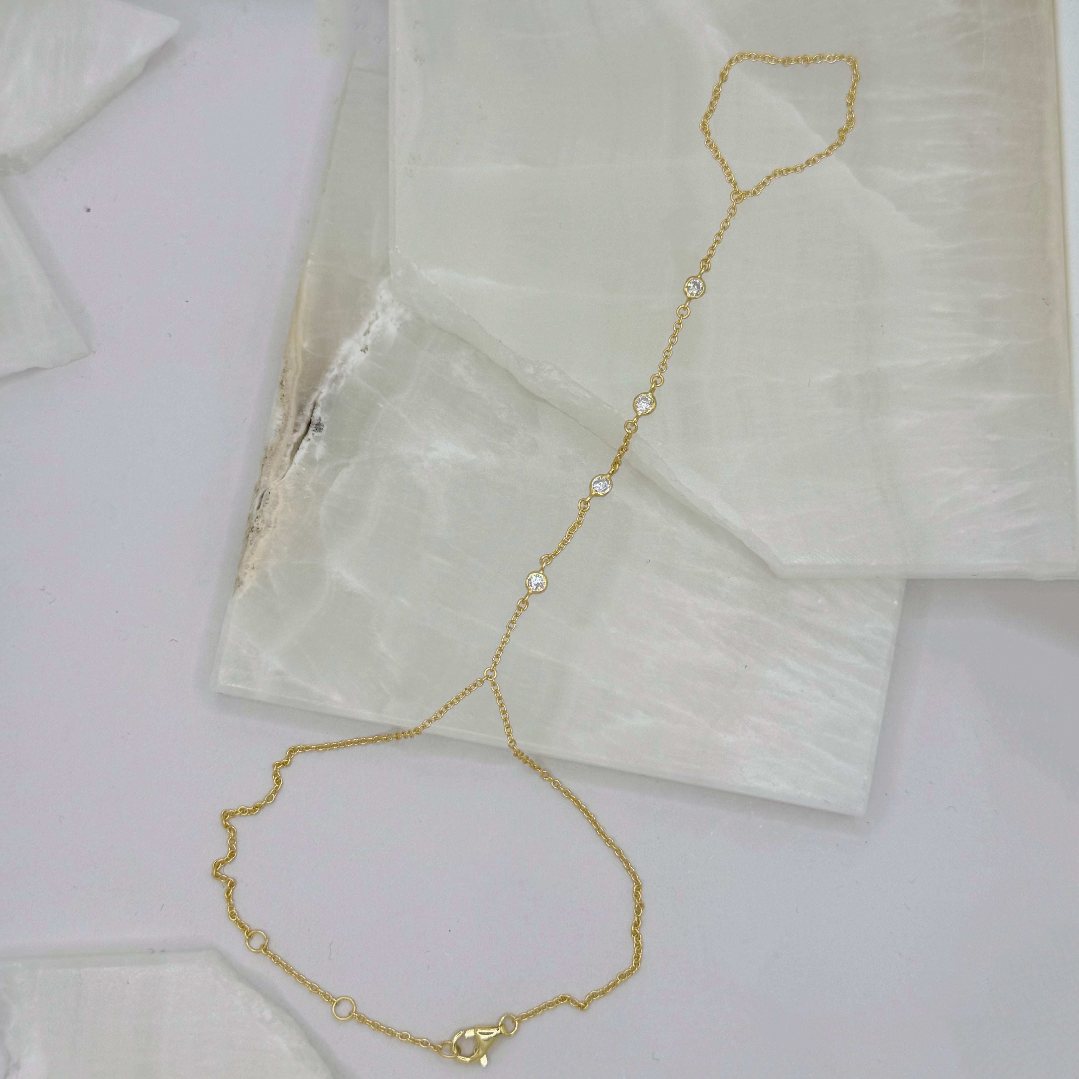 GOLD CRYSTAL BEZEL HAND CHAIN bracelet