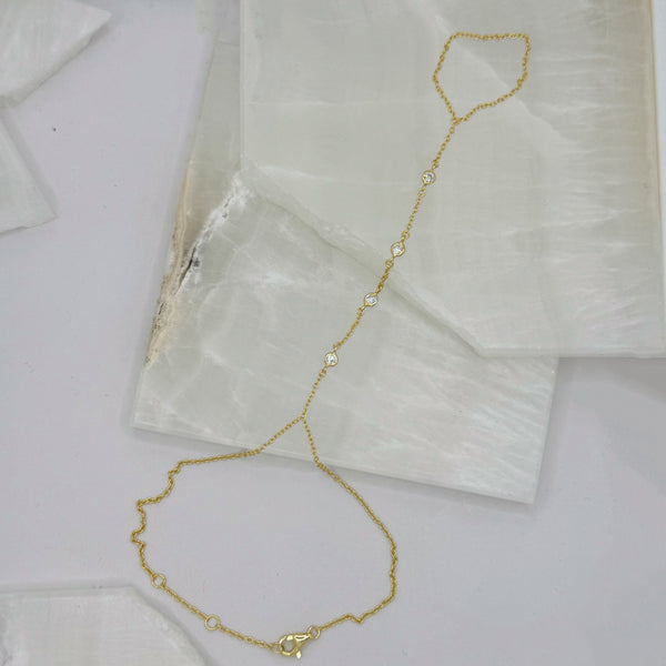 GOLD CRYSTAL BEZEL HAND CHAIN bracelet