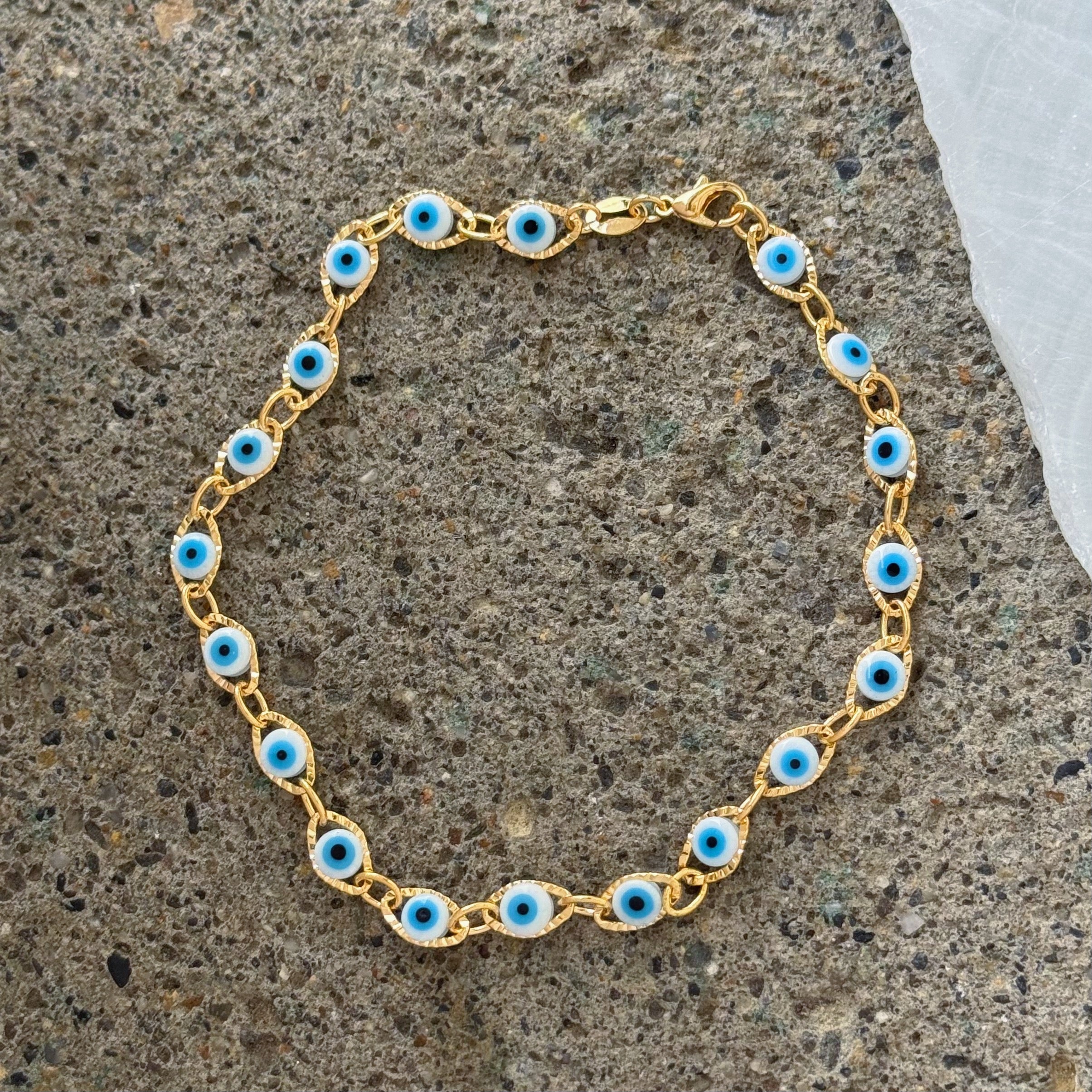 WHITE EVIL EYE anklet