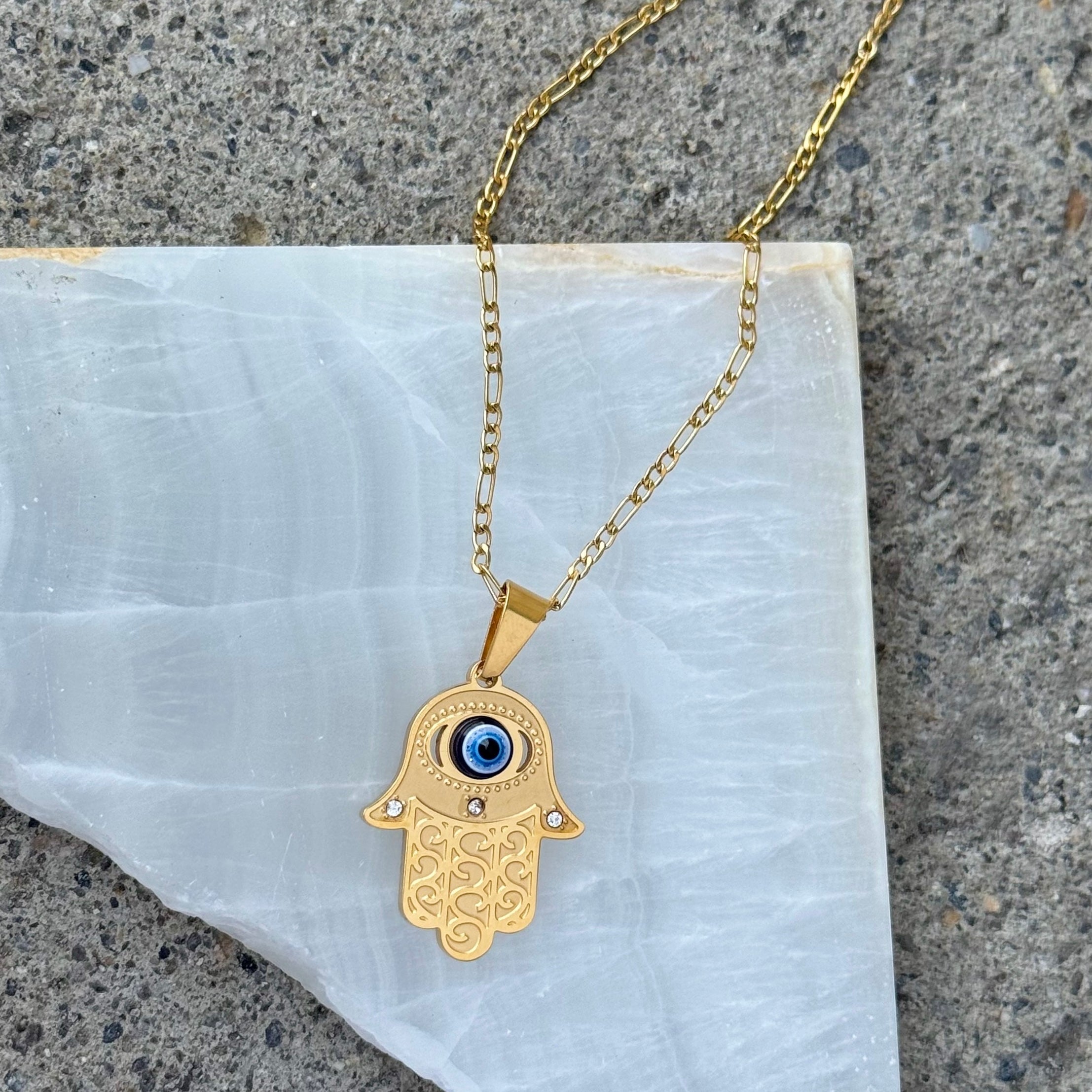GOLDEN HAMSA EVIL EYE necklace