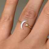 GOLD CRESCENT MOON & STAR ring