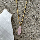 ROSE QUARTZ ELONGATED TEARDROP necklace