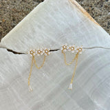 GOLD CRYSTAL FLOWER DANGLE earrings