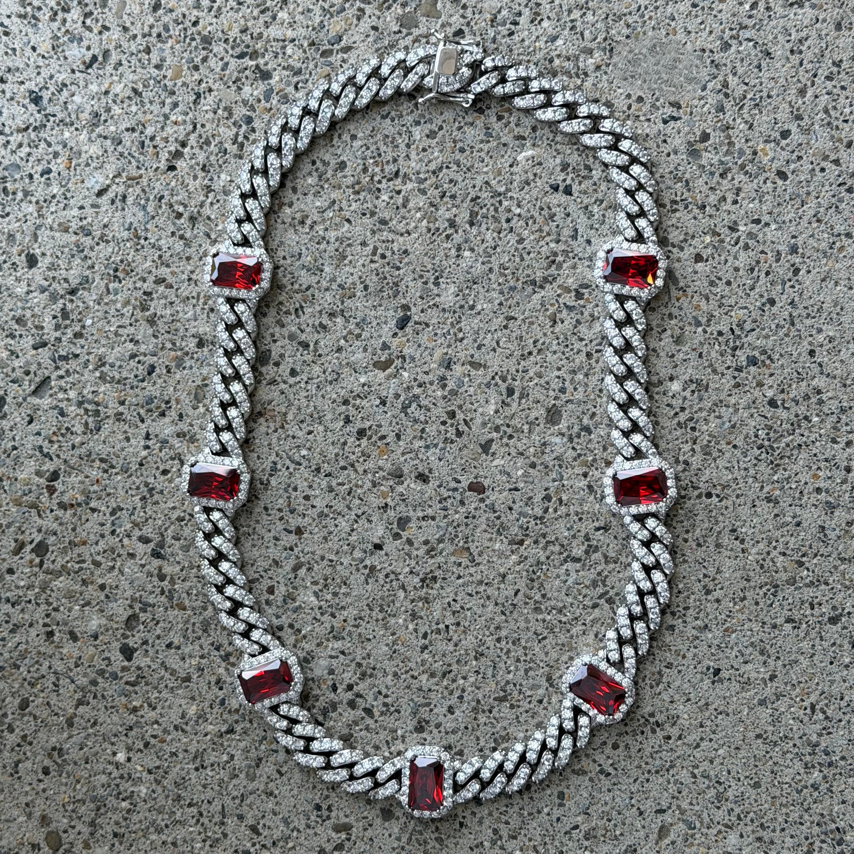 RUBY JEWEL CRYSTAL CUBAN necklace