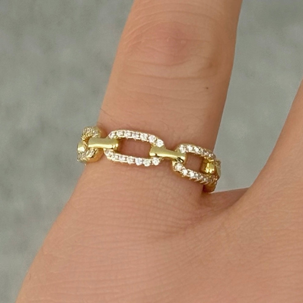 GOLD CRYSTAL CHAIN LINK ring