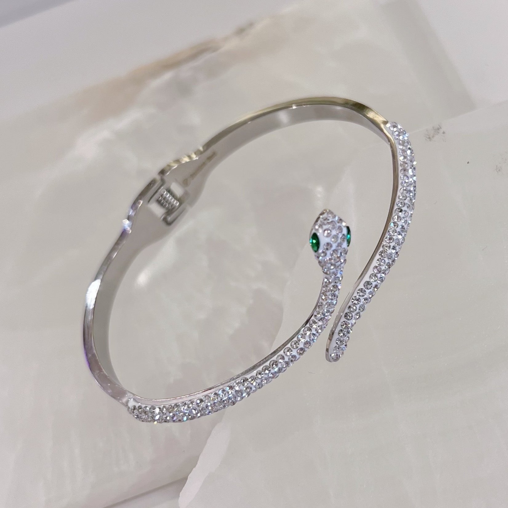 SILVER CRYSTAL SNAKE bangle