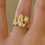 GOLD MARQUIS LIQUID ZIG ZAG STEEL ring