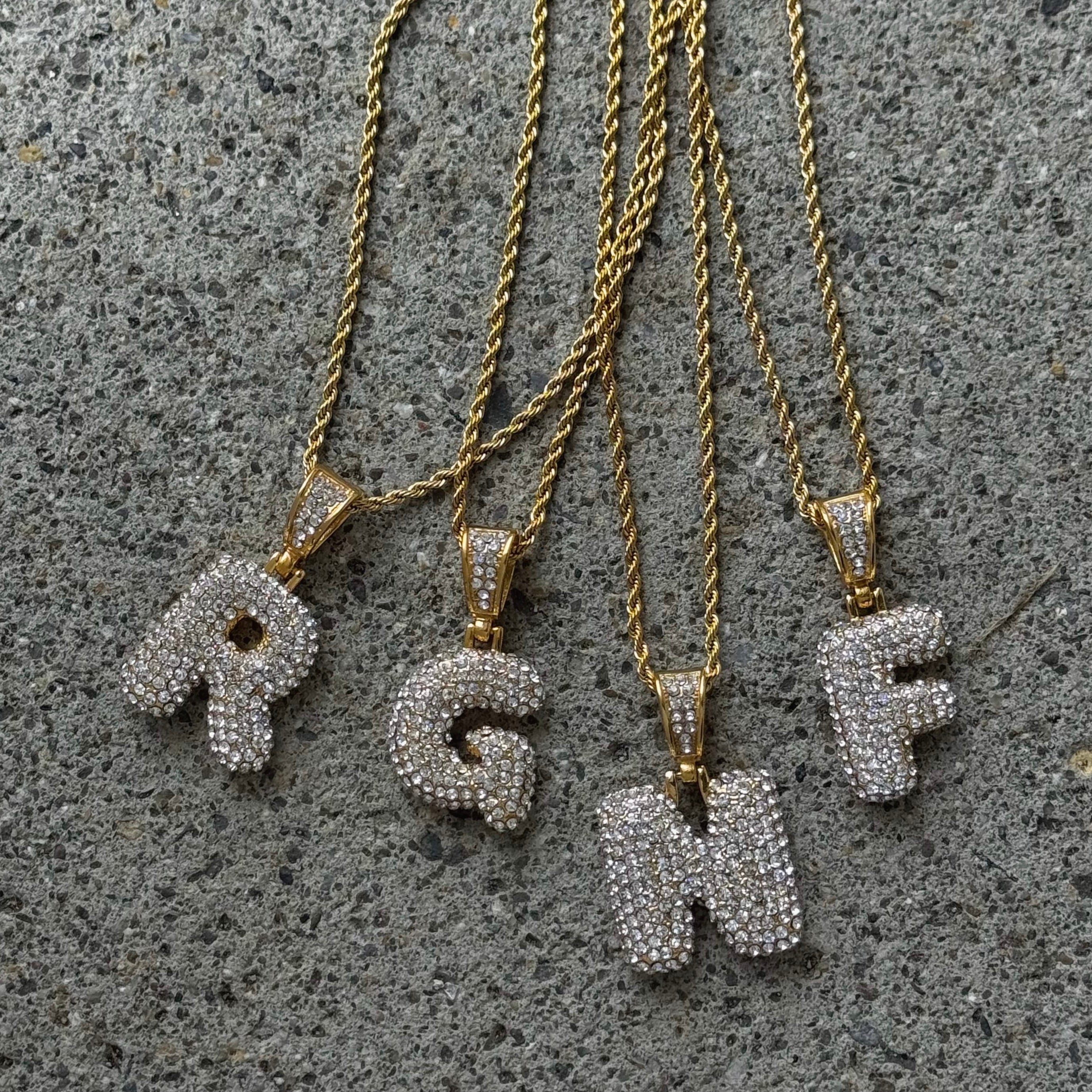 GOLD CRYSTAL BUBBLE INITIAL necklace