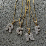 GOLD CRYSTAL BUBBLE INITIAL necklace