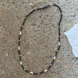 BLACK SPINEL PEARL DIAMOND CUT necklace