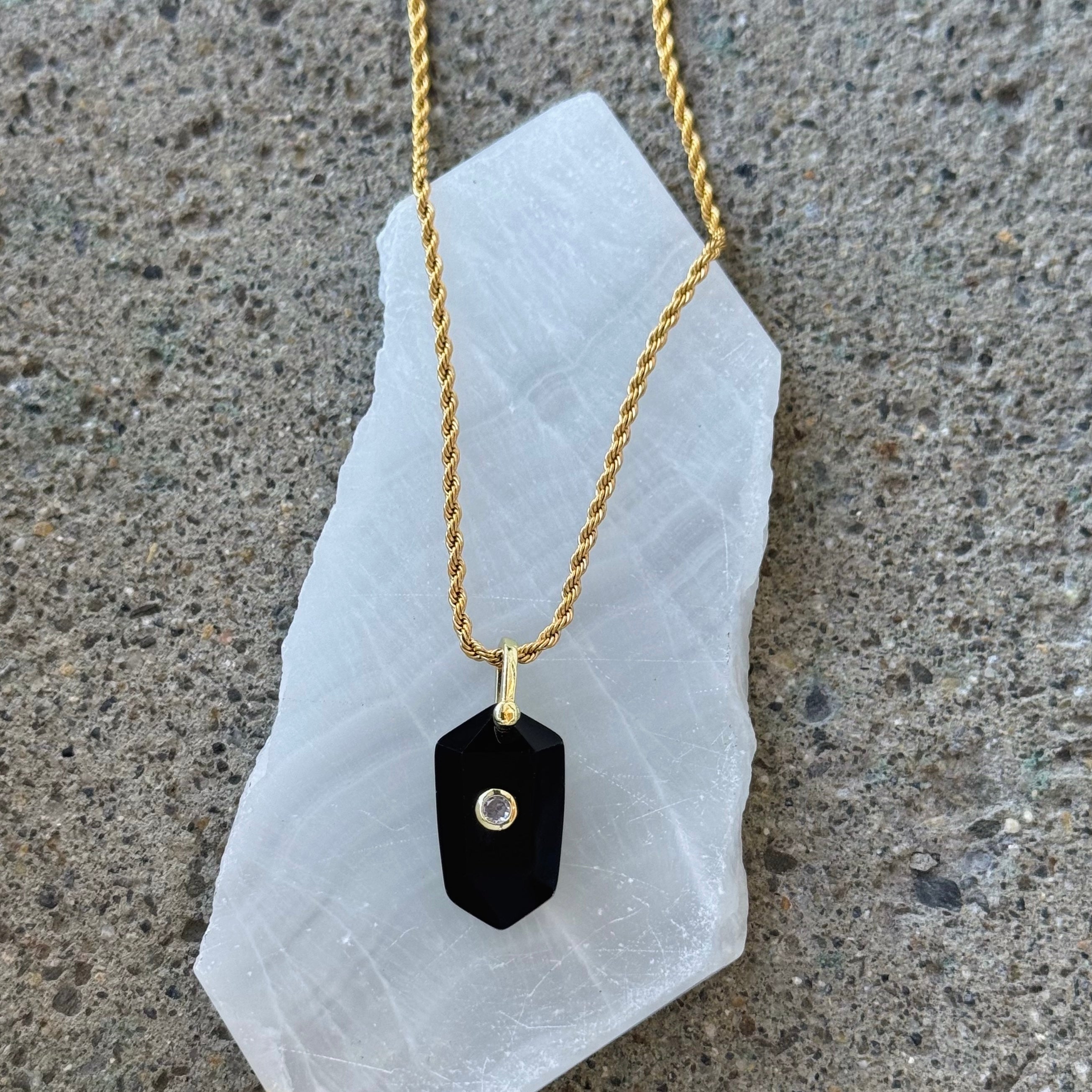HEXAGON CUT OBSIDIAN necklace
