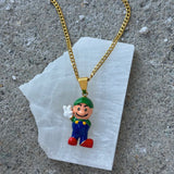 GOLD LUIGI CARTOON necklace