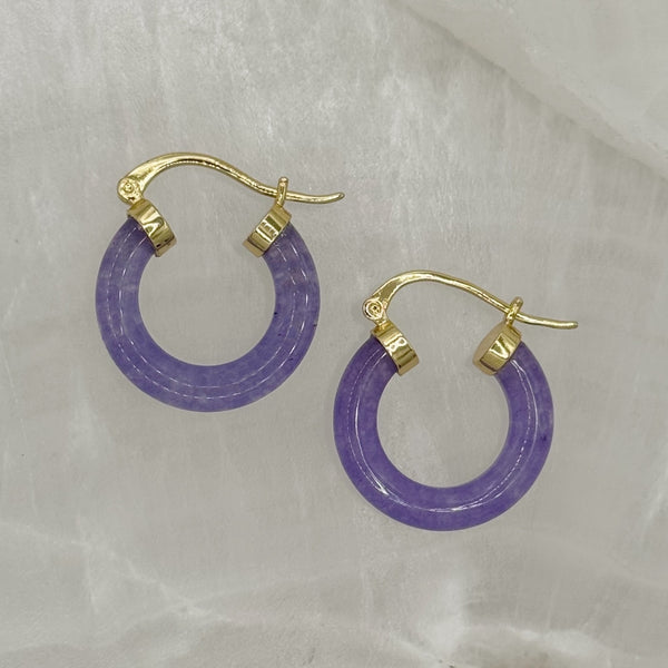25MM PURPLE JADE HOOP earrings