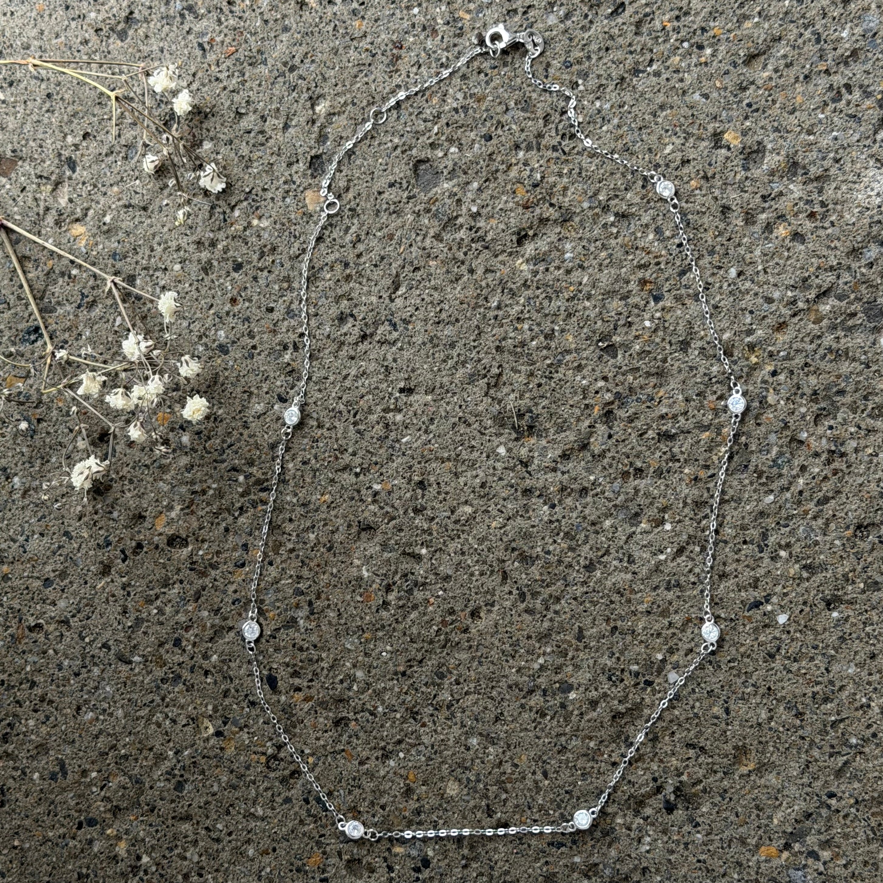 SILVER CRYSTAL BEZEL BY THE YARD necklace
