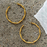 GOLD STEEL BAMBOO LARGE HOOP earrings
