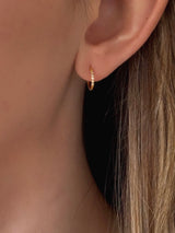GOLD CRYSTAL THIN MINI HOOP earrings