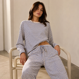 WHITE BLUE STRIPED LONG SLEEVE OVERSIZED top
