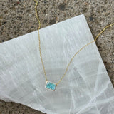 GOLD CRUSHED ICE AQUAMARINE CRYSTAL necklace