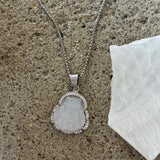 CRYSTAL WHITE BUDDHA STEEL necklace