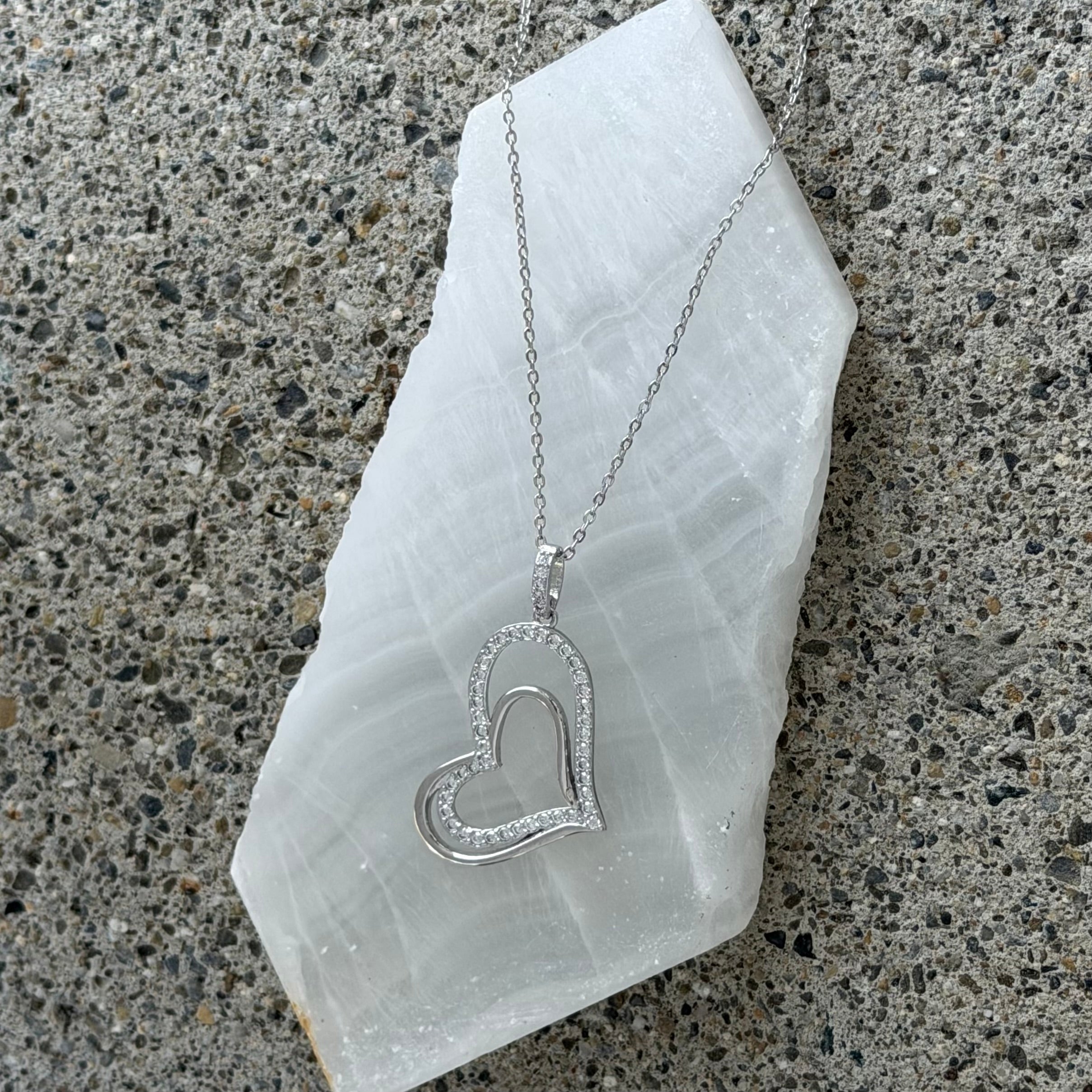 SILVER DOUBLE HEART necklace