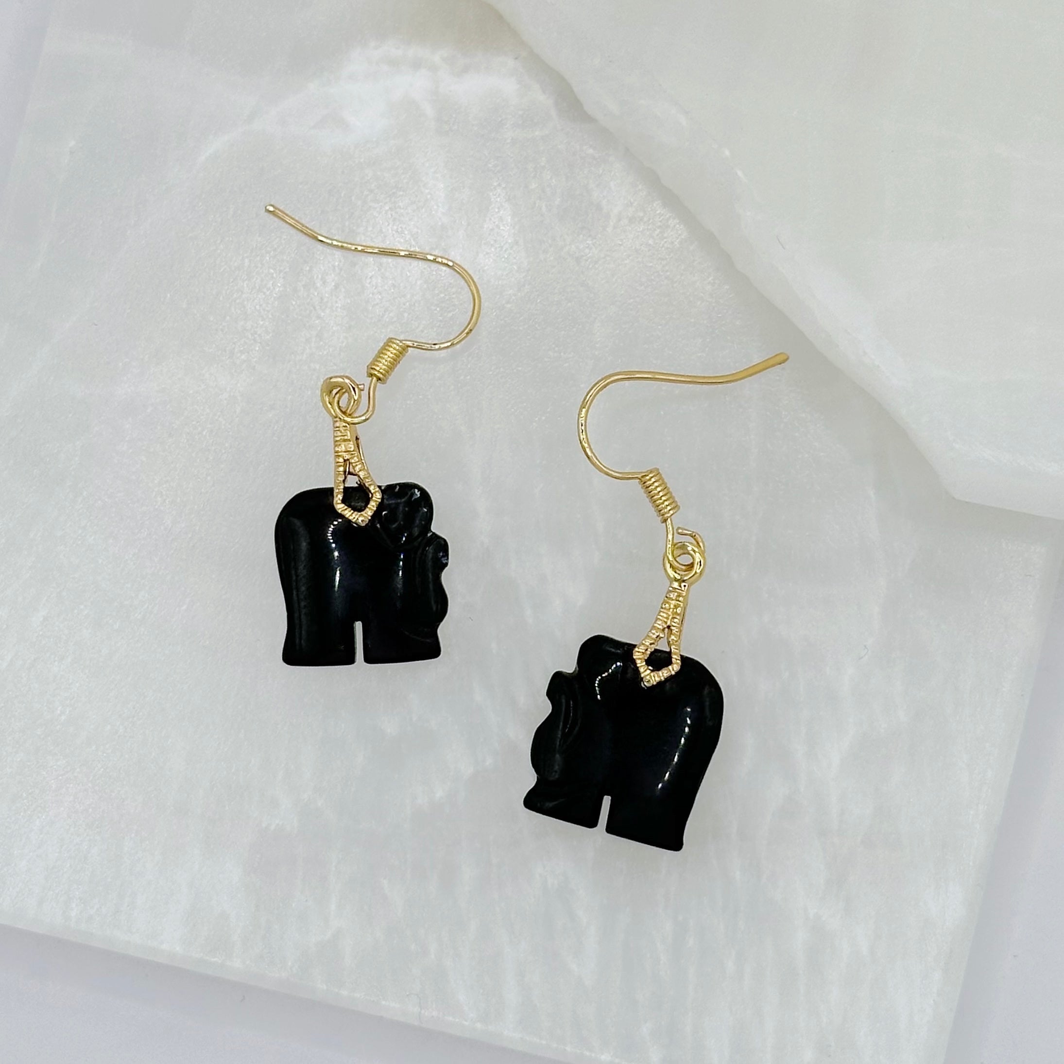 ELEPHANT BLACK JADE earrings