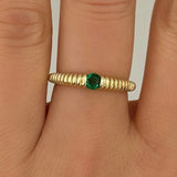 GOLD EMERALD RIDGE DOME ring