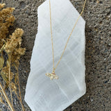 GOLD CRYSTAL PINK SAPPHIRE BEE SUPER MINI necklace