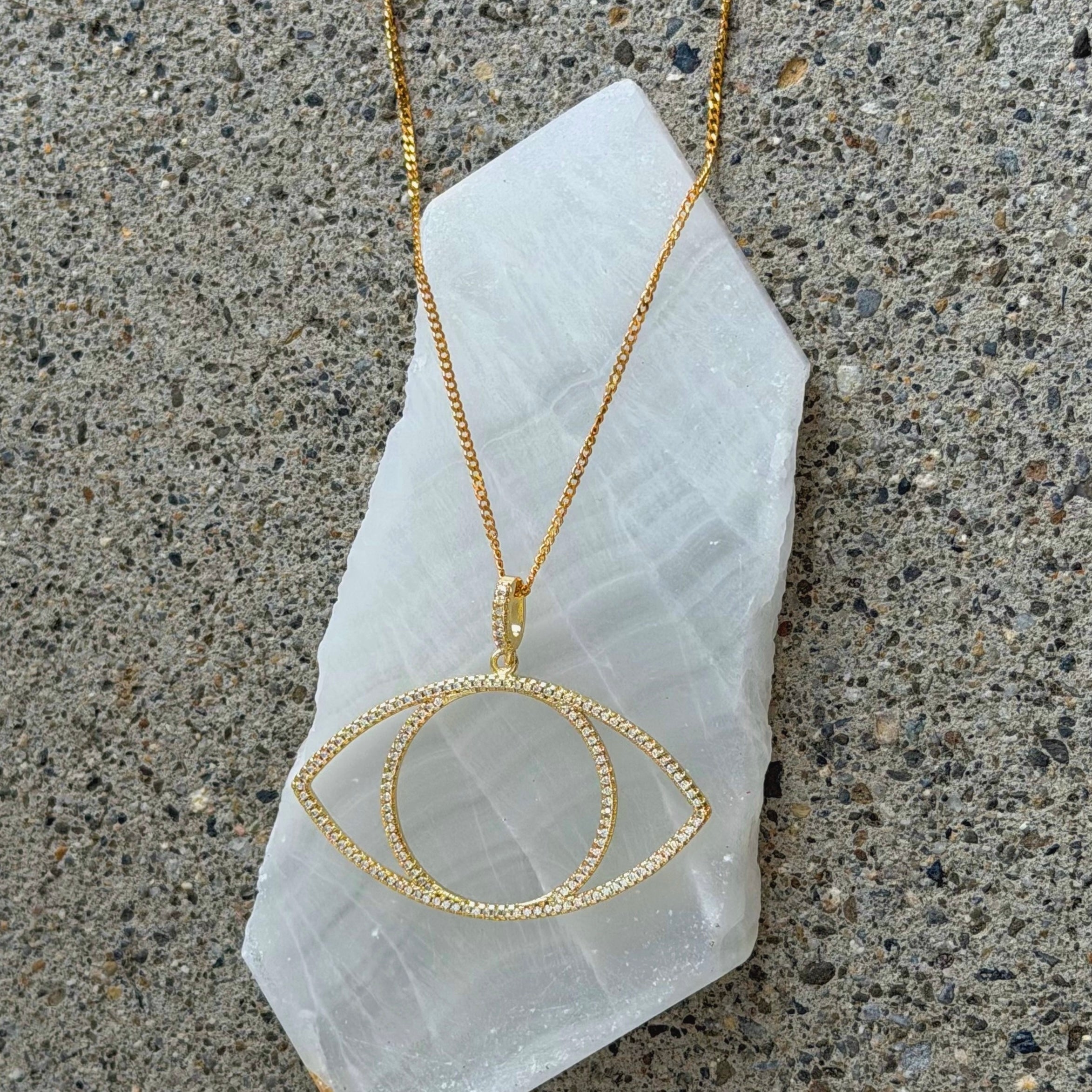 LARGE CRYSTAL DAINTY EYE necklace