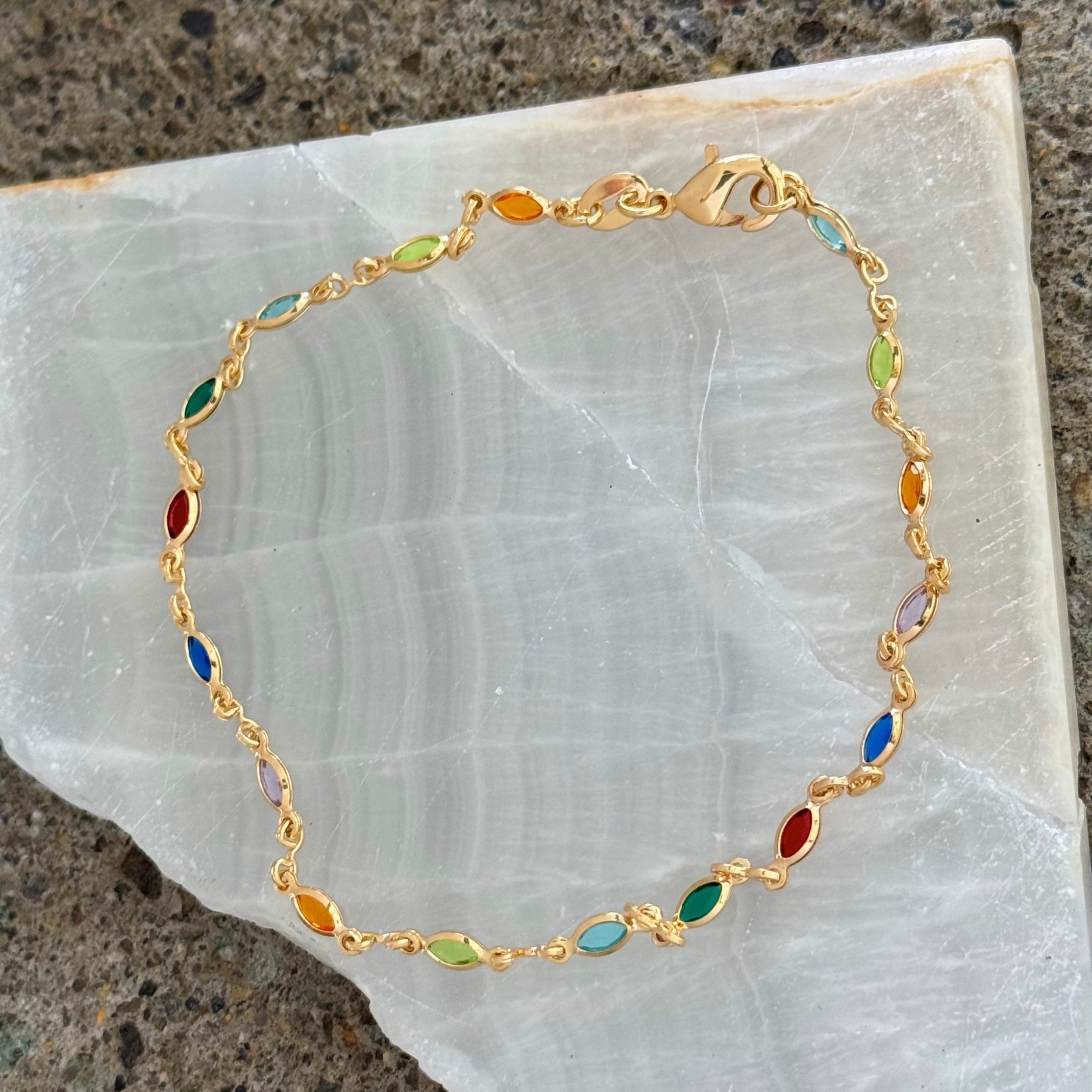 MULTICOLOR THIN JEWEL anklet