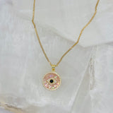 PINK MOTHER OF PEARL EVIL EYE necklace