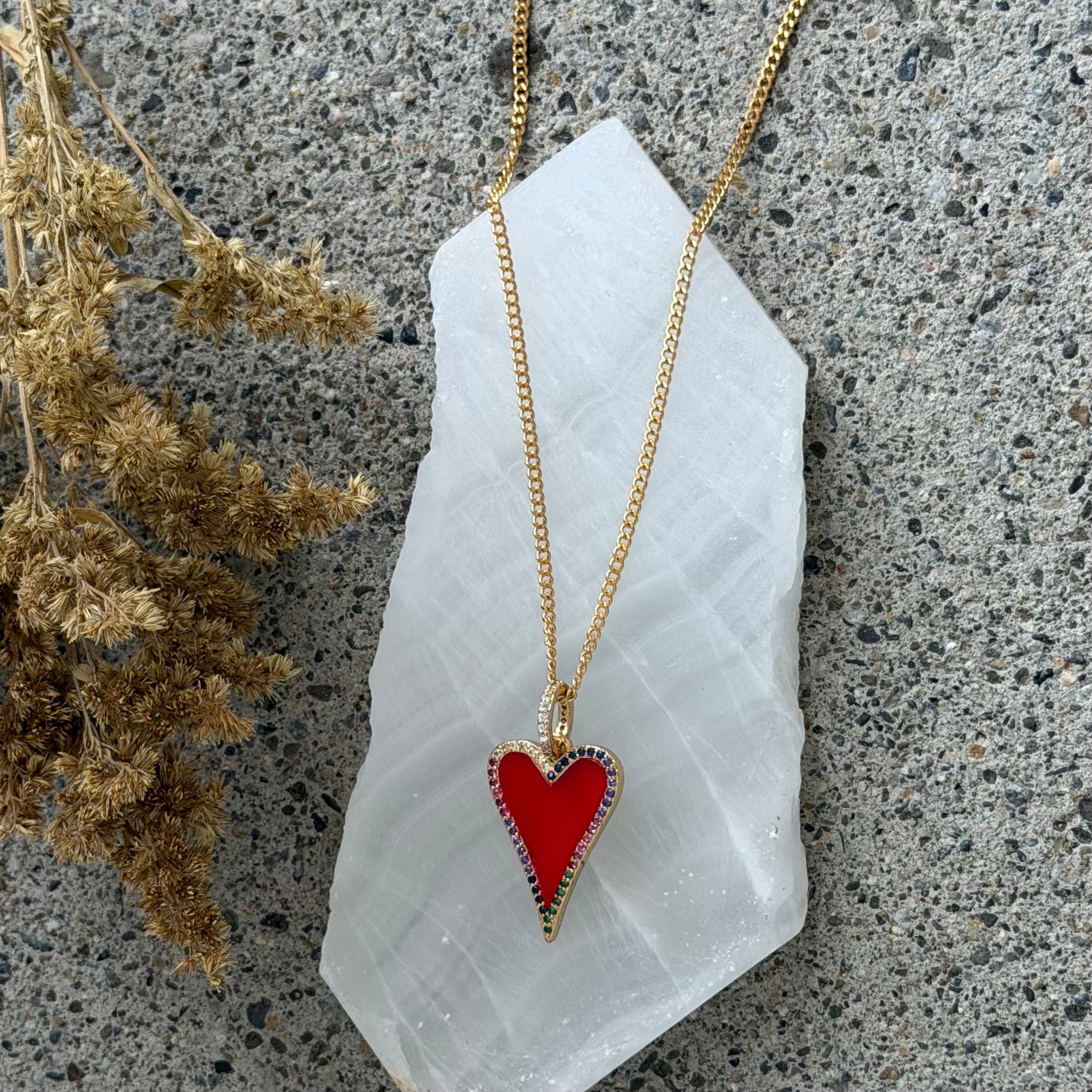 RED HEART ENAMEL MULTICOLOR necklace
