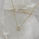 CRYSTAL BAGUETTE HALO necklace