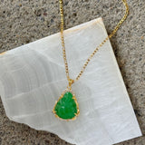GOLD CRYSTAL BUDDHA GREEN JADE MINI necklace