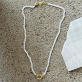 DIAMOND CUT WHITE QUARTZ LOCKET CLASP necklace