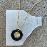 GOOD FORTUNE 30MM BLACK JADE necklace