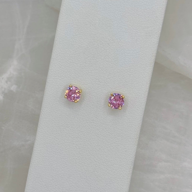 5MM ROUND PINK TOPAZ STUD earrings