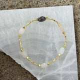 GOLD DIAMOND CUT WHITE QUARTZ BEADED bracelet