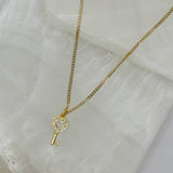 GOLD CRYSTAL KEY TO MY HEART SUPER MINI necklace