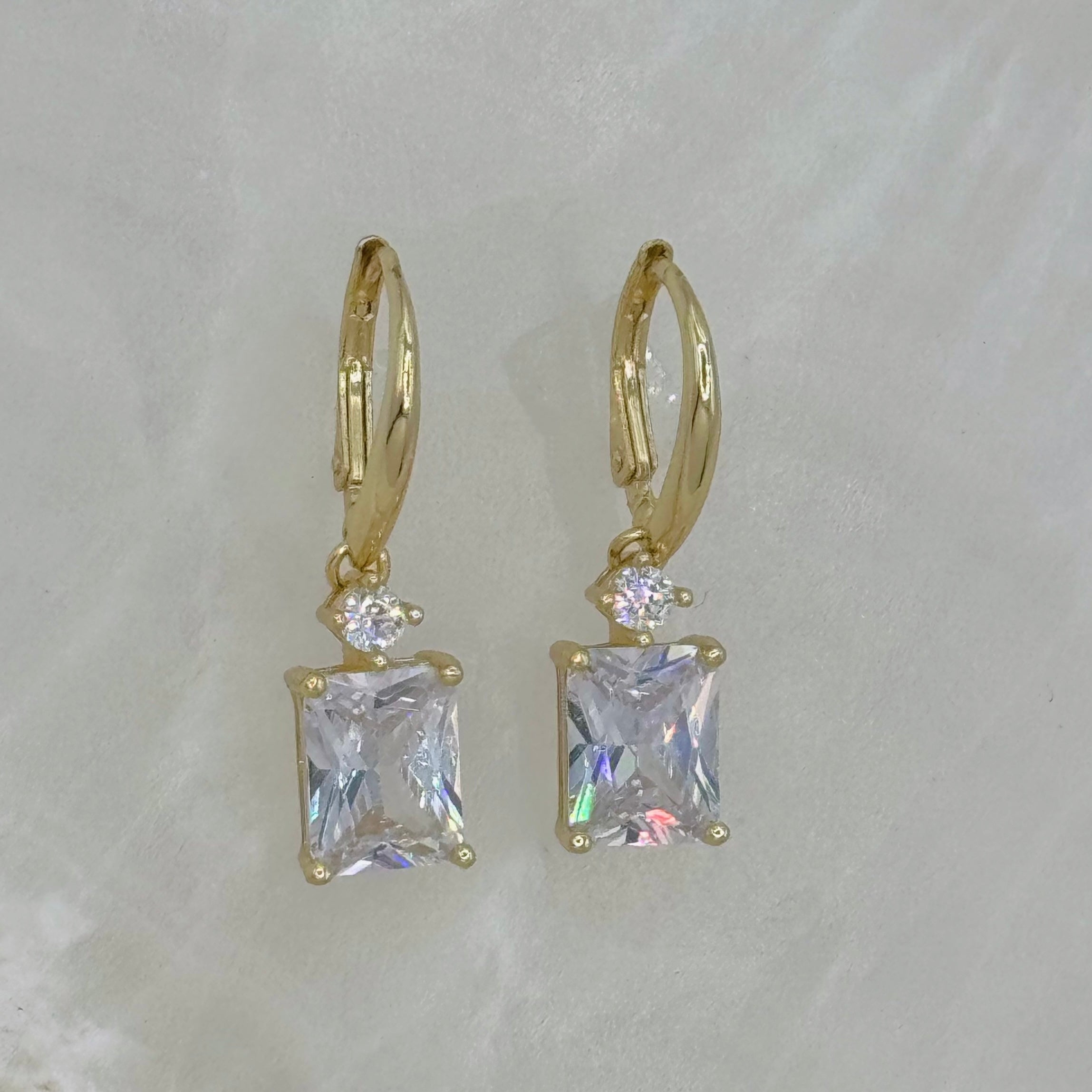 CRYSTAL ROUND & PRINCESS CUT DANGLE earrings