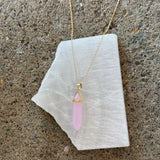 GOLD ROSE QUARTZ AMULET necklace