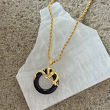 ROUND DRAGON BLACK JADE necklace